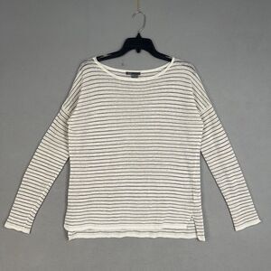 Vince SHIRT Womens XXS White Metallic Striped Linen Minimal Quiet Luxury Coastal